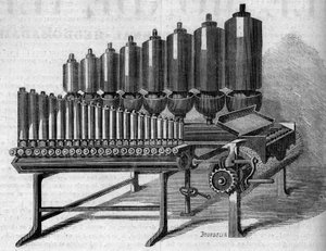 Órgão a vapor americano. Gravura em "Le Monde Illustré" n°146 de 28 de Janeiro de 1860. de French School