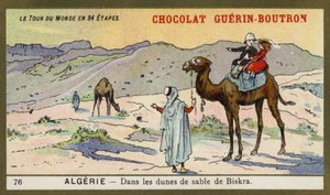 Entre as dunas de areia de Biskra, Argélia (chromolitho) de French School