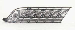 Uma balaustrada de escada Art Déco projetada por Delion, c.1920s-1930 (bronze, ferro forjado) de French School