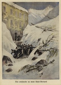 Uma avalanche no Great St Bernard Pass, Suíça, 1897