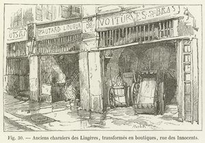 Sepulturas em massa antigas Lingeres, transformadas em lojas, rue des Innocents de French School