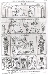 Ilustrações e símbolos religiosos e astronômicos egípcios e persas antigos de French School