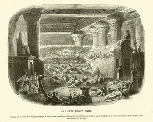 Antigo banquete egípcio durante o reinado de Cleópatra VII de French School