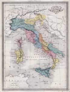 Itália Antiga - Placa extraída do "Atlas Universal da Geografia Antiga e Moderna para Escolas Residenciais" por Vuillemin - ca. 1845 de French School