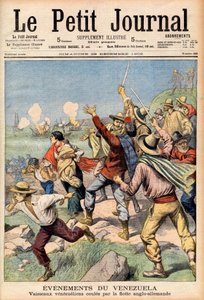 Intervenção anglo-alemã na Venezuela em 1902-1903 - Primeira página do "Le Petit Journal" de 28 de dezembro de 1902: eventos na Venezuela: Barcos venezuelanos afundados pela frota inglesa e alemã (gravura) de French School