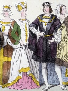 Ana da Bretanha e Carlos VIII - em "La monarchy francaise en estampes" de French School