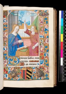 Anunciação do Livro de Horas, MS 92 f.27r, França Ocidental de French School