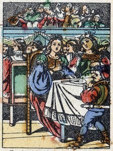 Ilustração anônima de "La belle au bois dormant", conto de Charles Perrault (1628-1703), escritor francês. Gravura em madeira de "Imaging Pellerin" - Epinal, sd. Final do século XIX. de French School