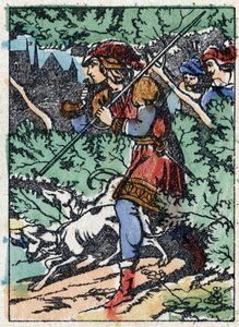 Ilustração anônima de "La belle au bois dormant", conto de Charles Perrault (1628-1703), escritor francês. Gravura em madeira de "Imaging Pellerin" - Epinal, sd. Final do século XIX. de French School