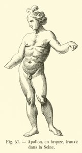 Apolo, em bronze, encontrado no Sena (gravura) de French School