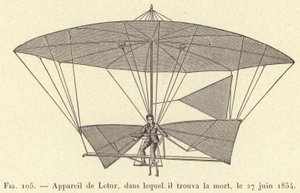 O aparelho de Letur, no qual morreu em 27 de junho de 1854 (gravura) de French School