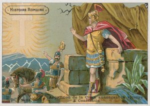 Aparição da Cruz anunciando a vitória a Constantino na Batalha da Ponte Milviana, 312 de French School