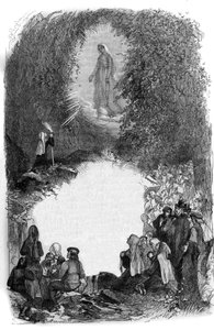 Aparição da Virgem Maria a Bernadette Soubirous (1844-1879) na gruta de Lourdes, Pirineus de Hautes (65) de French School