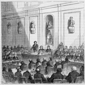 Arago anuncia a descoberta do Daguerre, na sessão pública da Academia de Ciências de 10 de agosto de French School