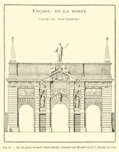 Arco de pedra ou porta Saint-Antoine, refeito por Blondel em 1672, demolido em 1788 de French School