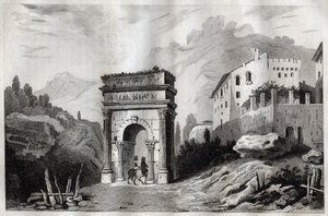 Arco de Augusto (Susa) - Arco de Augusto (Susa) - Arco di Augusto (Susa) - Gravura de "Itália Pitoresca" - Pintura Histórica e Descritiva da Itália" de M. de Norvins, Ch. Nodier 1834-1836. de French School