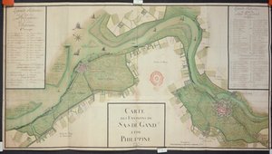 Área ao redor de Sas van Gent e Filipinas, Holanda, 1747 (caneta, tinta e wc no papel) de French School