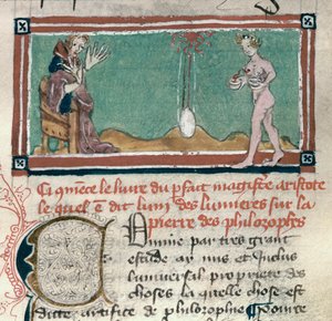 Aristóteles (384-322 aC) e a Pedra Filosofal, de uma coleção de textos ocultos de French School