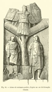 Armas e trajes gauleses; de um arco triunfal romano de French School
