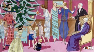 Around the Christmas Tree, placa de moda da revista Art Gout Beaute, dezembro de 1923 de French School