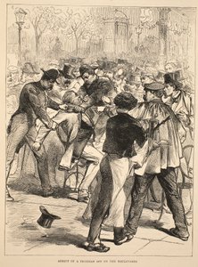 Detenção de um espião prussiano nos Boulevards, setembro de 1870, ilustração de "Cassell