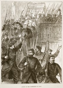 Detenção do Arcebispo de Paris, em março de 1871, ilustração de Cassells História da Guerra entre a França e a Alemanha, 1870-1871 de French School