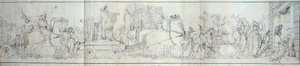 Chegada a Paris dos objetos conquistados pelo exército francês na Itália O saque de obras de arte foi o propósito de expedições de Dominique Vivant Denon sob as ordens do Cônsul Napoleão Bonaparte para o Musee Napoleon (hoje Museu do Louvre) Gravação de de French School