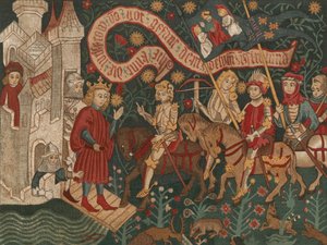 Chegada de Joana d&39;Arc no Chateau de Chinon, 6 de março de 1428 de French School