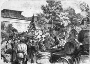 Chegaram ao armazém da Bercy os primeiros barris de vinho doce. Paris de French School