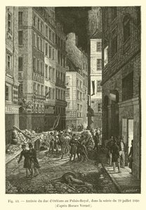 Chegada do duque de Orleans no Palais Royal, na noite de 29 de julho de 1830, por Horace Vernet de French School
