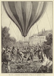 Ascensão de Gay-Lussac, em Paris, 16 de Setembro de 1804 (gravura) de French School