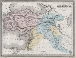 Ásia Menor, Armênia, Mesopotâmia, Assíria e Síria na Antiguidade - Placa extraída do "Atlas Universal da Geografia Antiga e Moderna para o Uso de Escolas Residenciais" por Vuillemin - ca. 1845 de French School