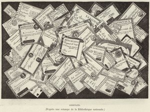 Atribui. Assignats, moeda da Revolução Francesa (gravura) de French School
