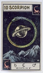 Carta de tarot astrológica retratando Escorpião de French School