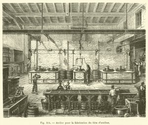 Oficina para a produção de anilina azul (gravura) de French School