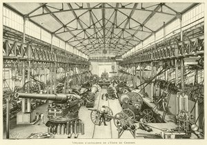 Oficinas de artilharia da fábrica de Creusot (gravura) de French School