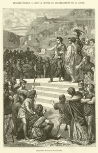 Augustus estabelece em Lyon o Centro do Governo da Gália (gravura) de French School