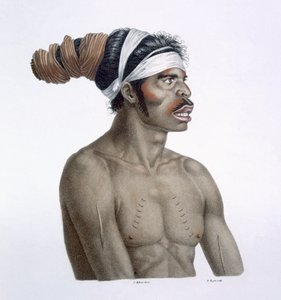 Aborígene australiano, um homem chamado Cour-rou-bari-gal, de New Holland, 1812 de French School