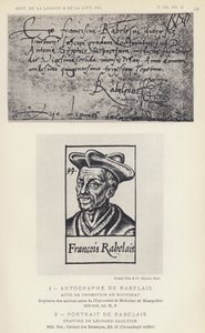 Autógrafo de Rabelais, Retrato de Rabelais (litho) de French School
