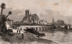 Auxerre - Bourgogne-Franche-Comte - gravura em "La France illustree: geographie, histoire, administration statistique" de V.A. Malt-Brown. 1884 de French School