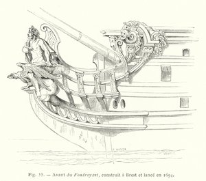 Arco do Foudroyant, construído em Brest e lançado em 1694 (gravura) de French School