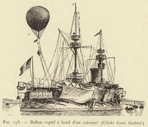 Balão cativo a bordo de um navio de guerra de French School