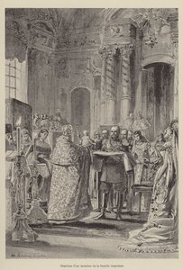 Batismo de um membro da família imperial (gravura) de French School