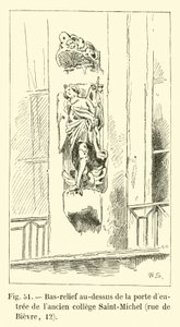 Baixo-relevo acima da porta dentada da antiga faculdade Saint-Michel, rue de Bievre, 12 de French School