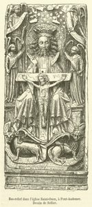 Bas-relevo na igreja de Saint-Ouen, Pont-Audemer (gravura) de French School