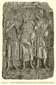 Baixo-relevo fúnebre encontrado, perto de Saint-Marcel, 1882 de French School