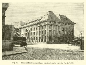 Edifício Montyon, Assistência Pública, na Place du Parvis, 1877 de French School