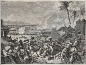 Batalha de Sediman - batalha entre o exército francês comandado pelo General Louis Charles Antoine Desaix (1768-1800) e o exército Mamluk de Mourad Bey (1750-1801), 7 de outubro de French School