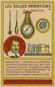 Belo cartão de invenções, barómetros de French School