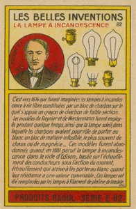 Belo cartão de invenções, lâmpadas de French School